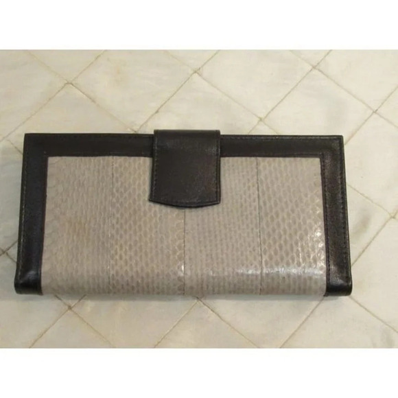 Vintage Wallet Chequebook  Slots Snake Skin Grey - Picture 4 of 8